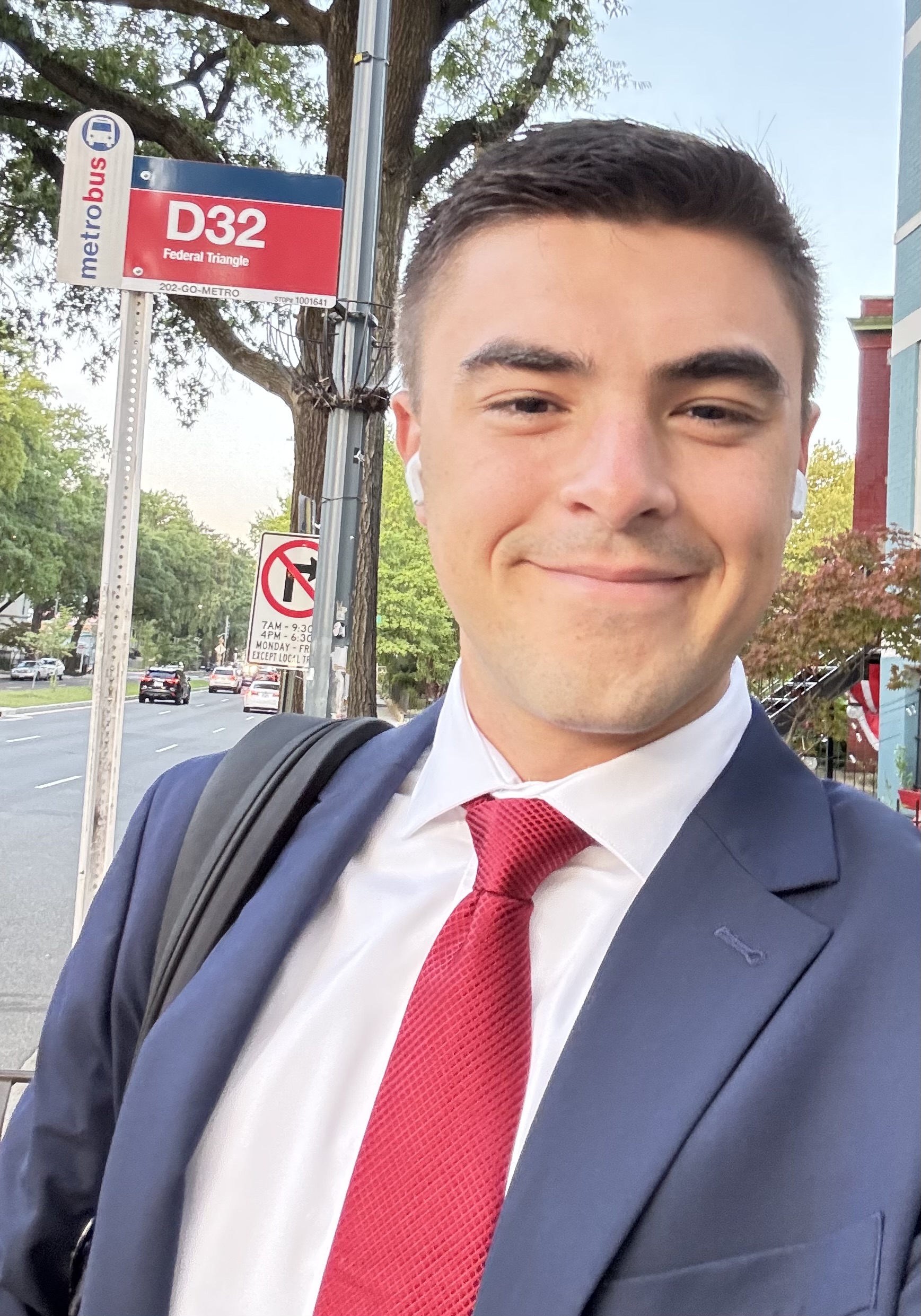 Mitch at bus stop.